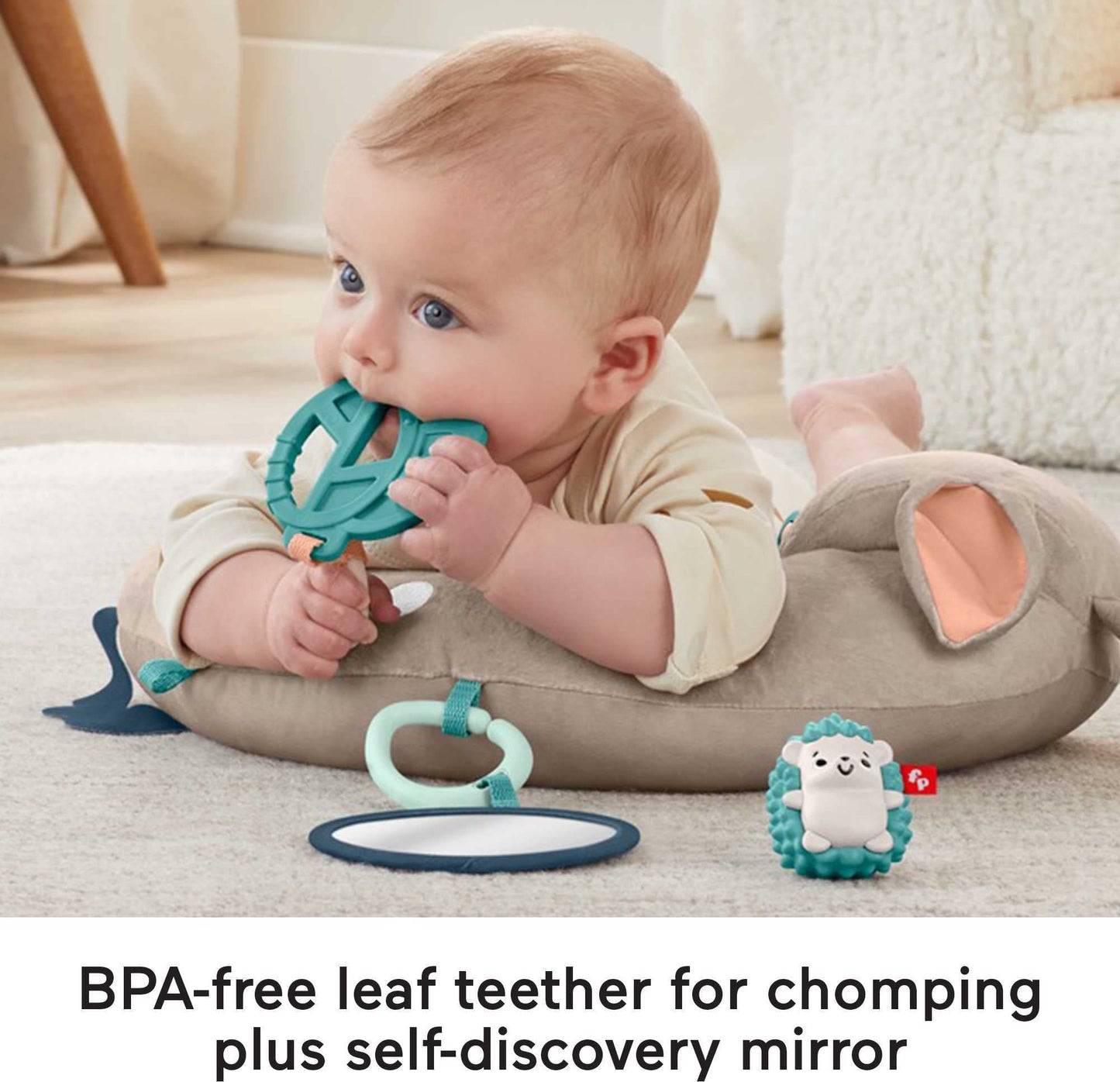 Fisher-Price Tummy Time Fawn Wedge – Baby Toy with Mirror, Teether & Rattle for Newborns 0+ Months