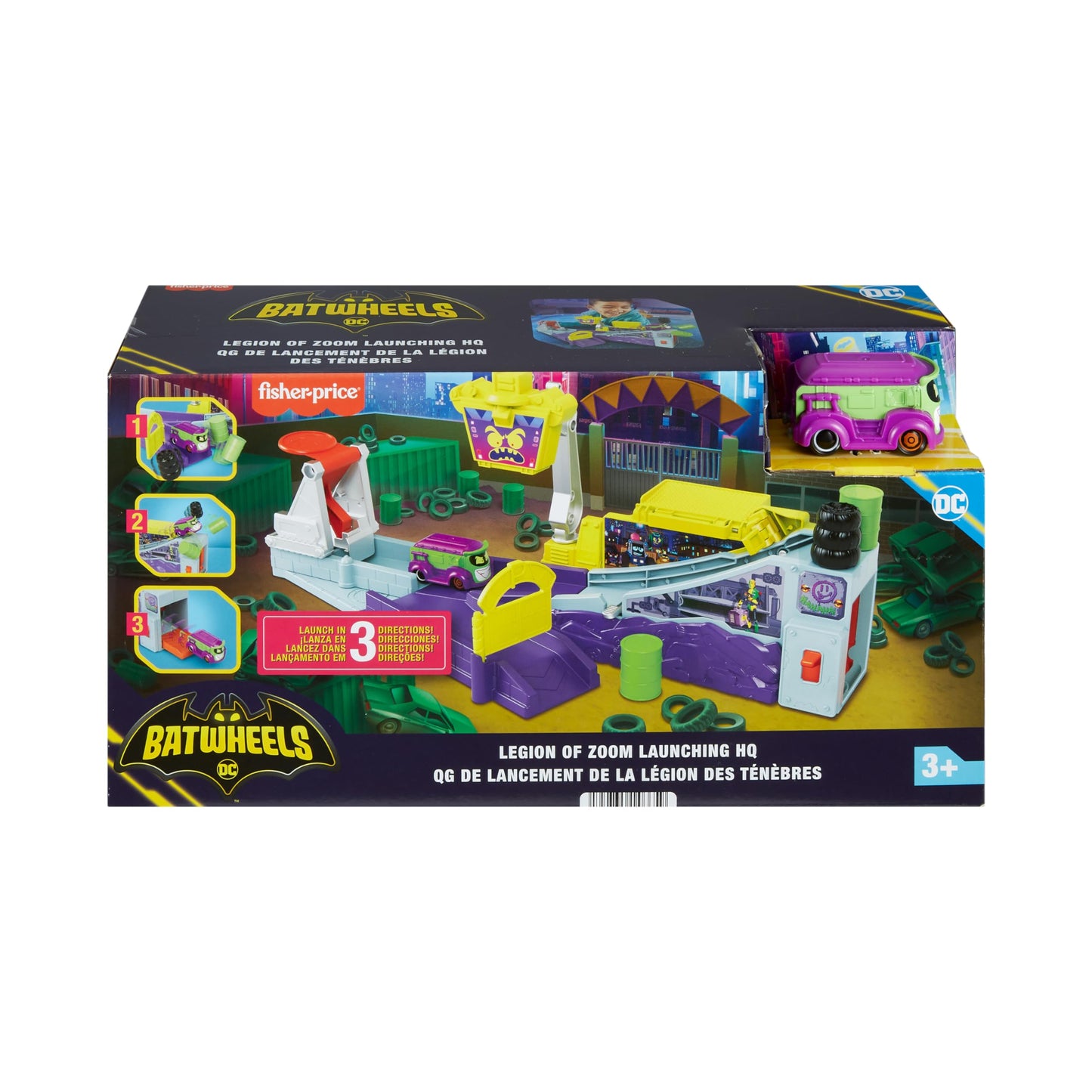 Fisher-Price DC Batwheels Legion of Zoom Launching HQ Playset with Prank the Joker Van