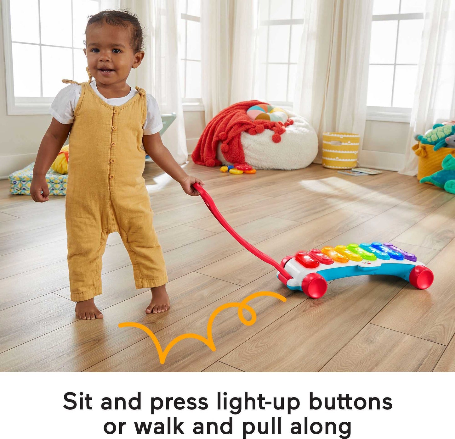 Fisher-Price Giant Light-Up Xylophone: Pull-Along Baby Toy for Learning & Play (9–36 Months)