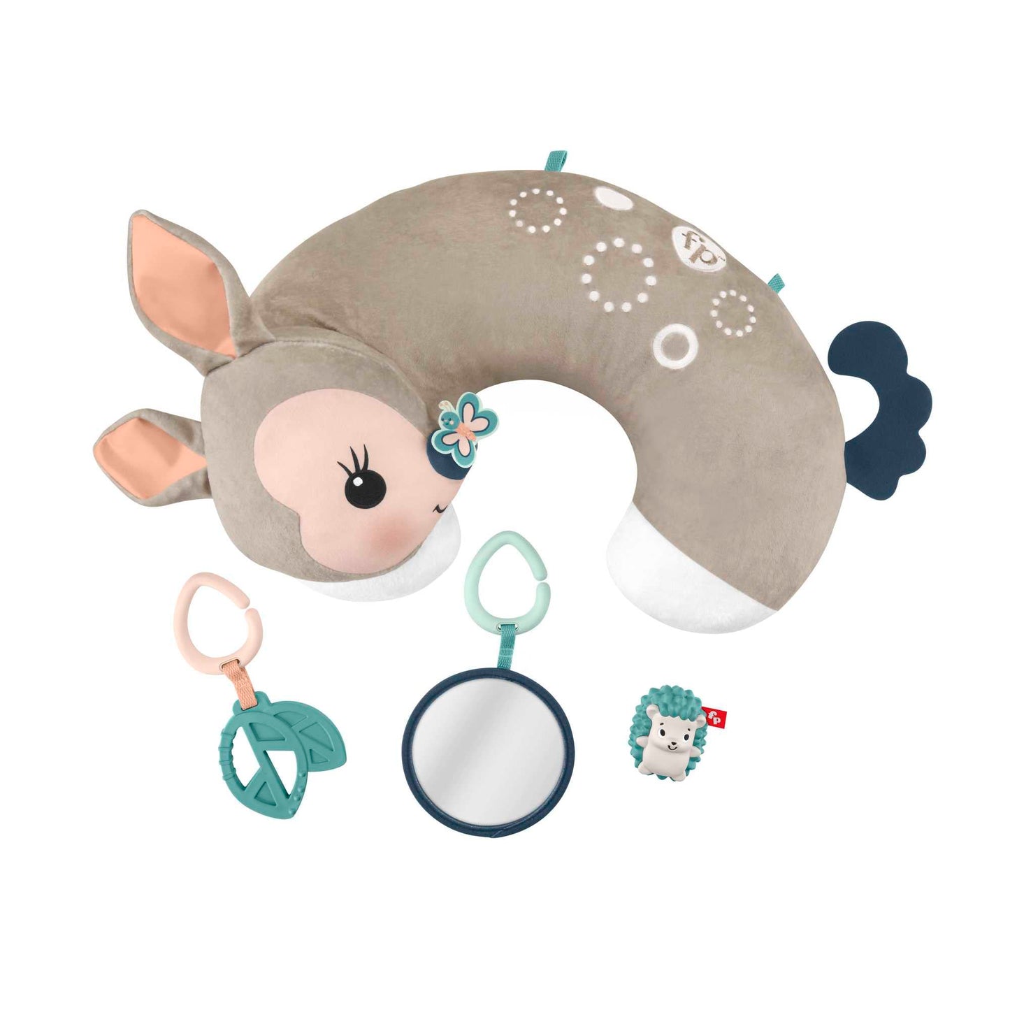 Fisher-Price Tummy Time Fawn Wedge – Baby Toy with Mirror, Teether & Rattle for Newborns 0+ Months