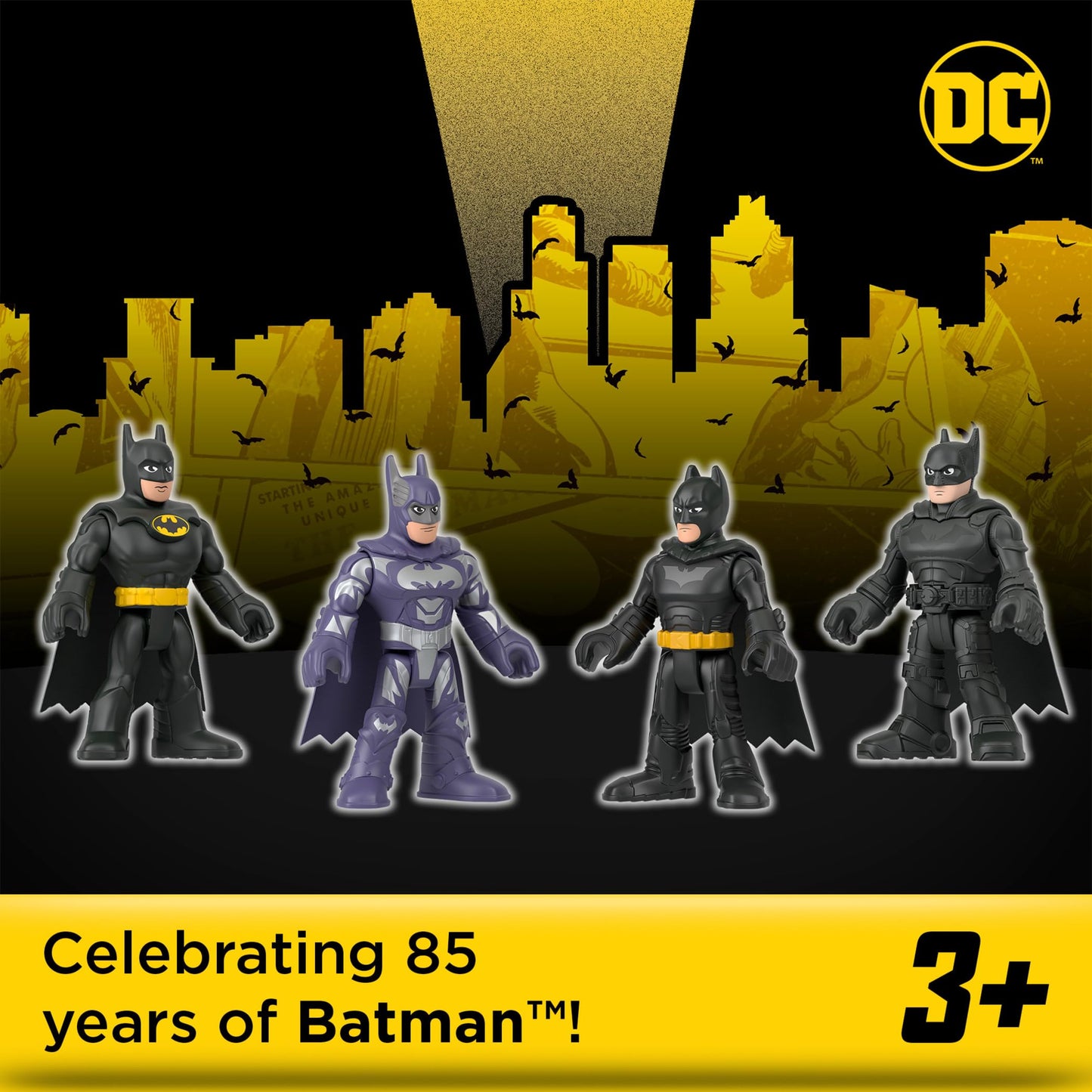 Fisher-Price Imaginext DC Batman 85th Anniversary 4-Pack – Poseable Movie Figures for Ages 3+