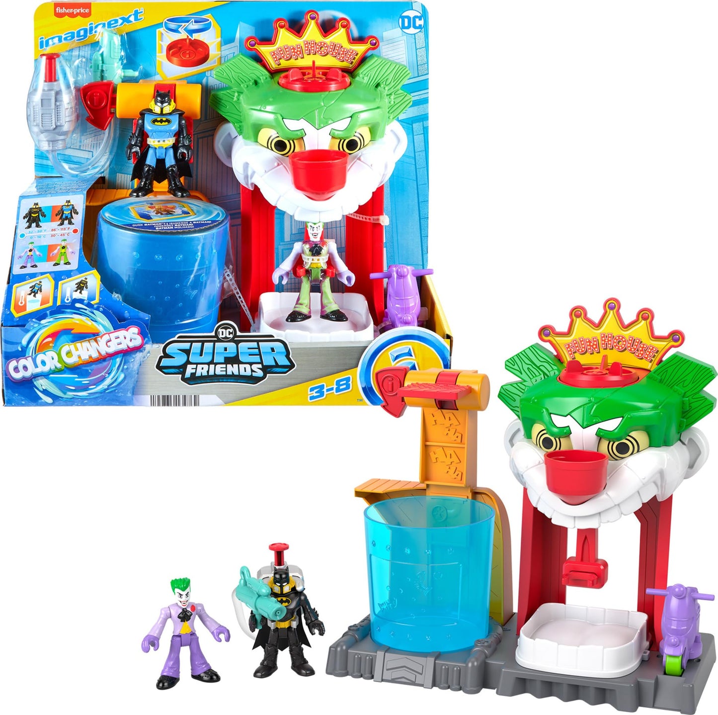 Fisher-Price Imaginext DC Super Friends Batman Color Changers Joker Funhouse Playset | Pretend Play for Ages 3–8