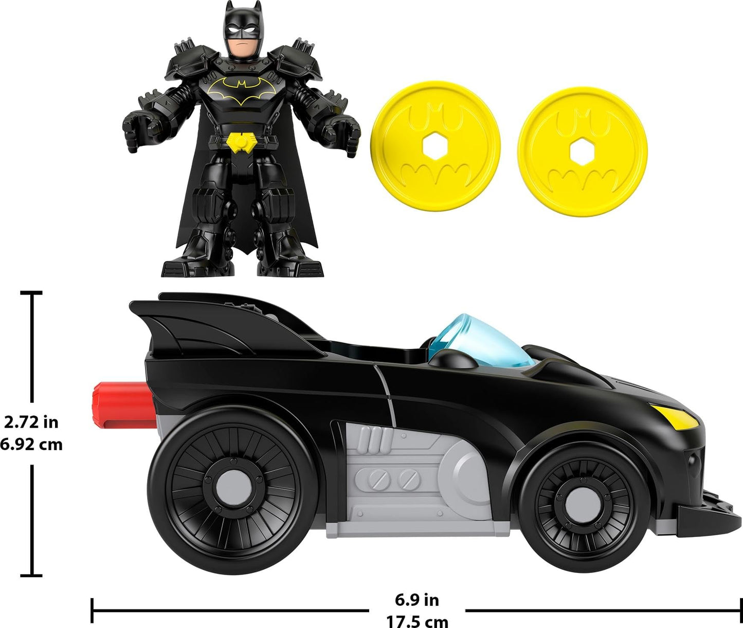 Fisher-Price Imaginext DC Super Friends Metal Force Batmobile with Batman Figure, Launcher & Discs