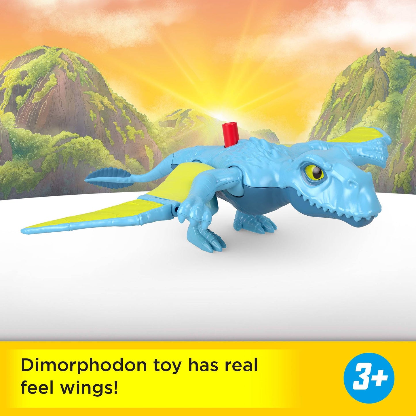 Fisher-Price Imaginext Jurassic World Dimorphodon Wing Motion Action Figure — 7.5-Inch Dino Toy