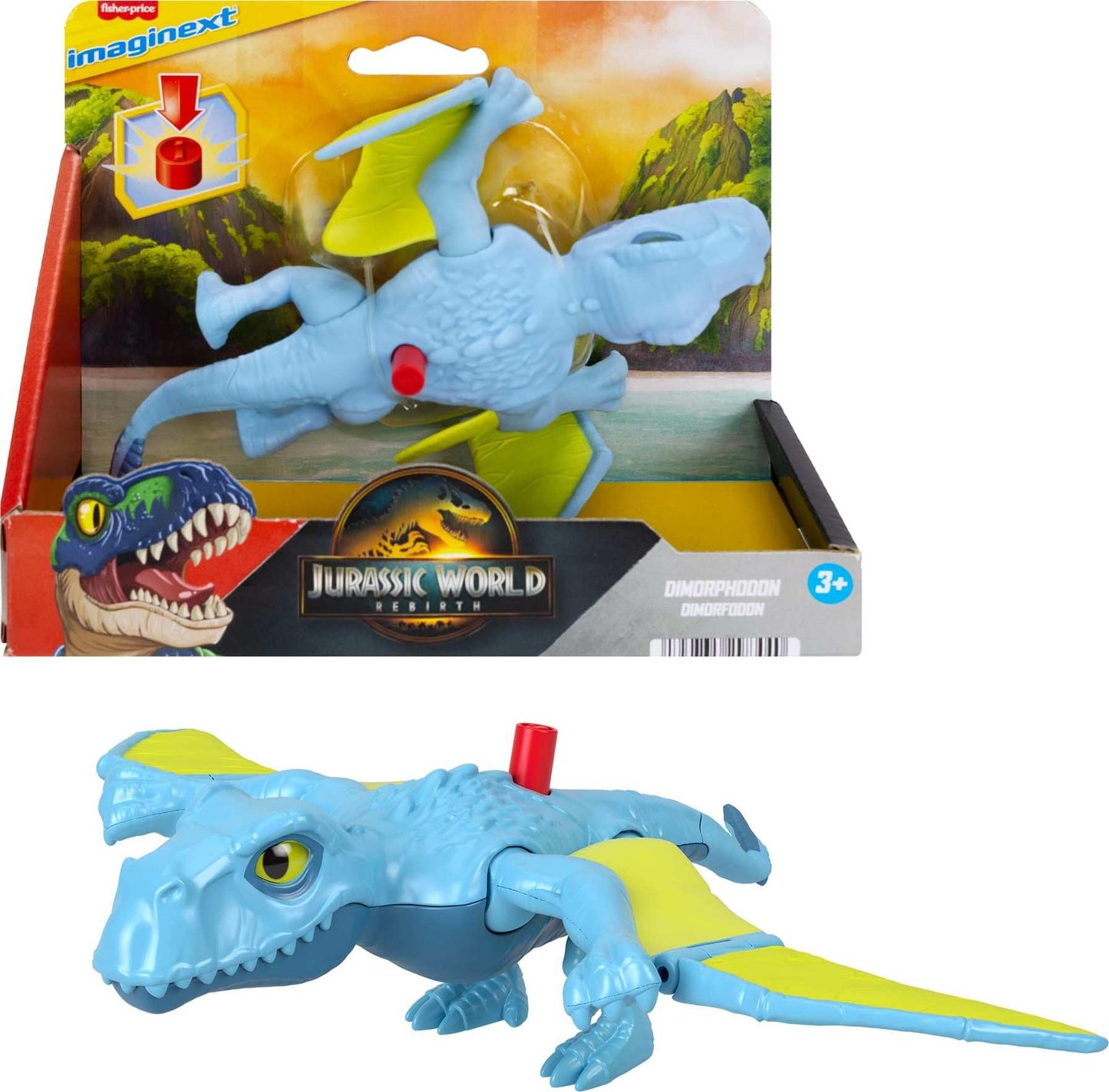Fisher-Price Imaginext Jurassic World Dimorphodon Wing Motion Action Figure — 7.5-Inch Dino Toy