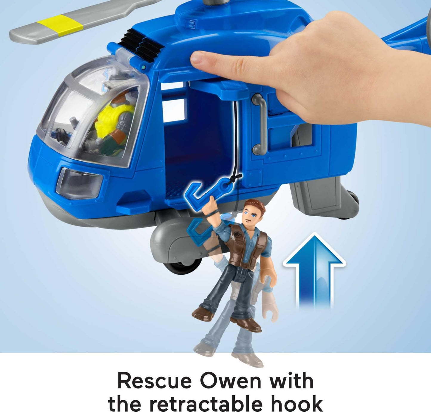 Fisher-Price Imaginext Jurassic World Dino Chopper with Owen Grady – 3 Dinosaurs & Helicopter for Preschool Play