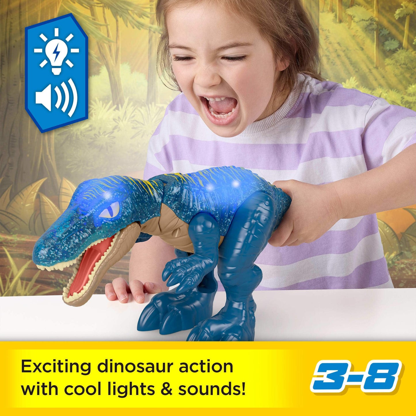 Fisher-Price Imaginext Jurassic World Growl & Glow Baryonyx – Lights, Sounds & Chomping Action (Ages 3+)