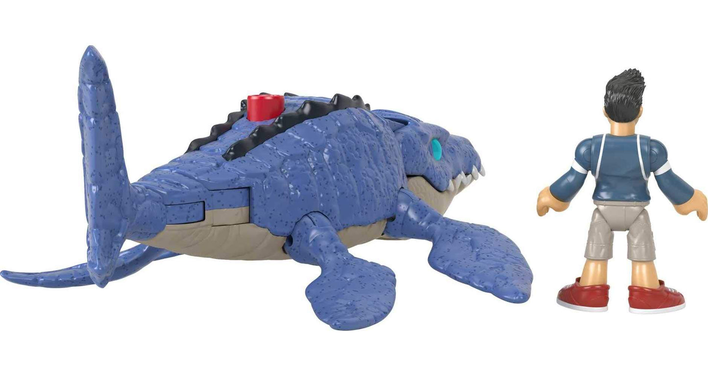 Fisher-Price Imaginext Jurassic World Mosasaurus & Kenji Figure Set | Pretend Play Toy for Ages 3-8