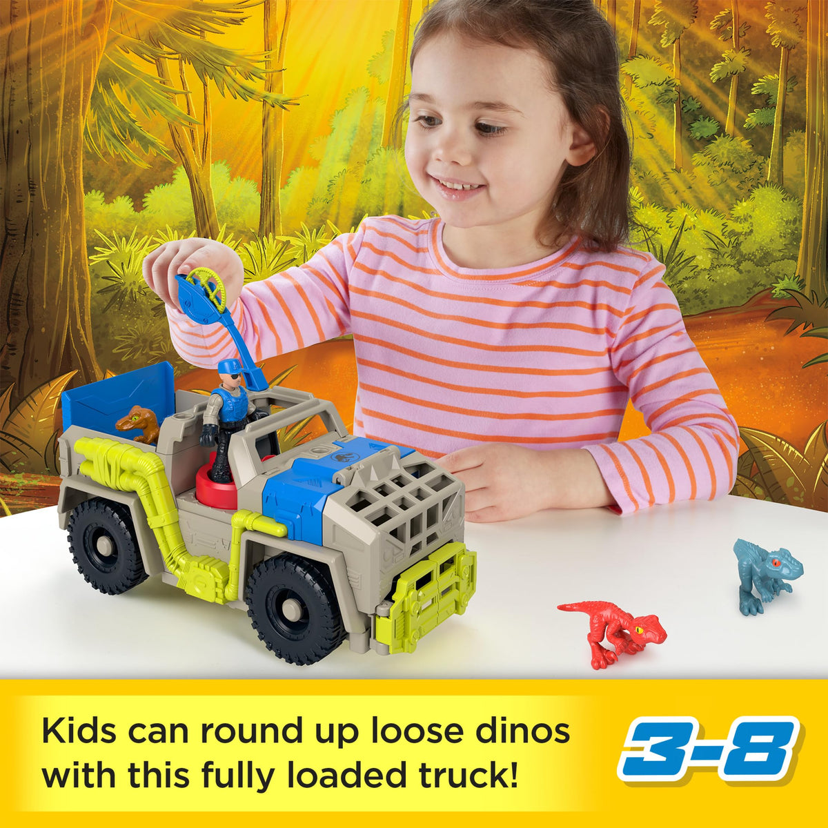 Fisher-Price Imaginext Jurassic World Dino Truck & Track Set – Pretend Play for Kids 3+