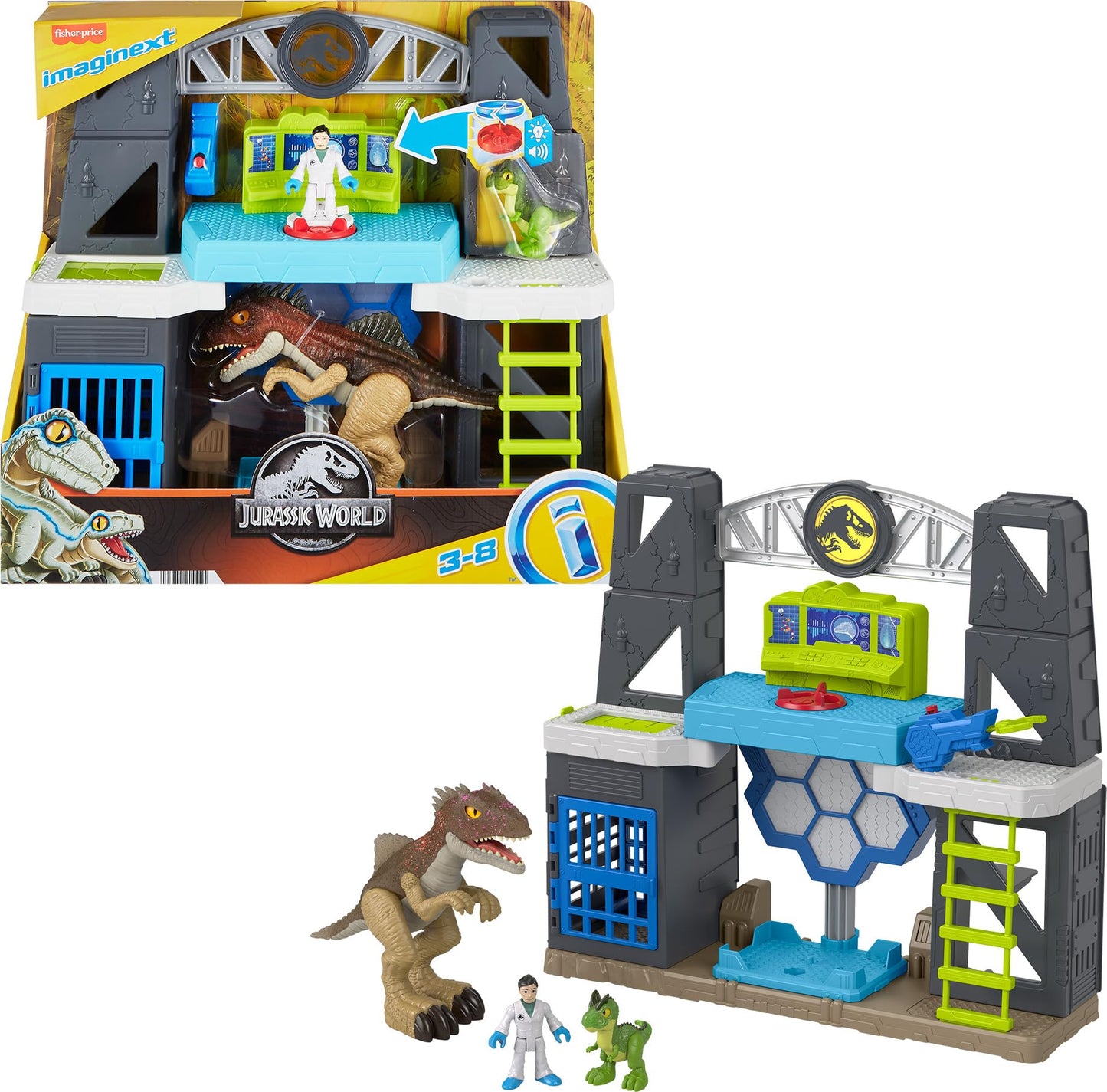 Fisher-Price Imaginext Jurassic World Scan & Glow Dino Playset – Lights, Sounds & Dr. Wu Figure | Ages 3+