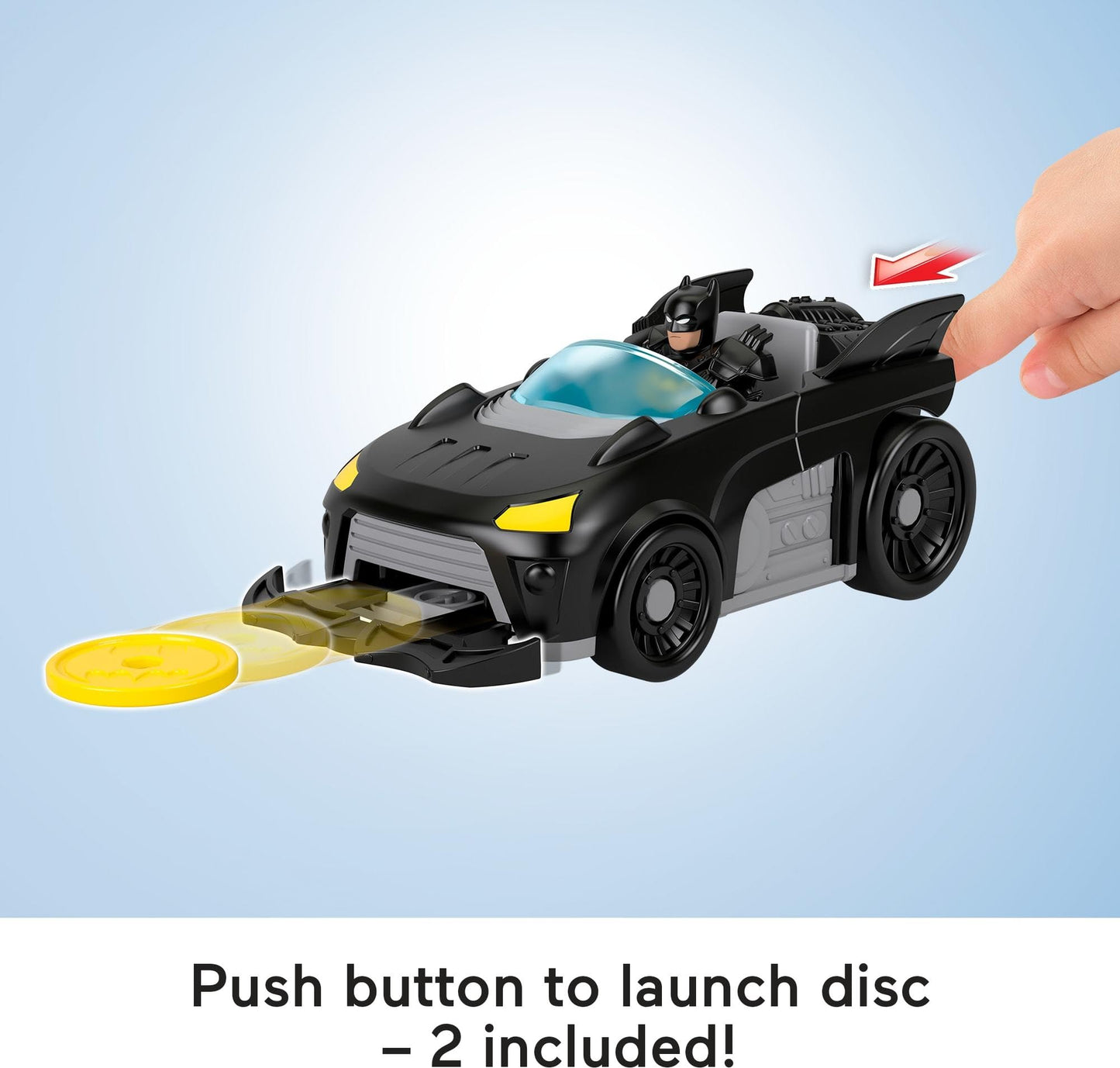Fisher-Price Imaginext DC Super Friends Metal Force Batmobile with Batman Figure, Launcher & Discs