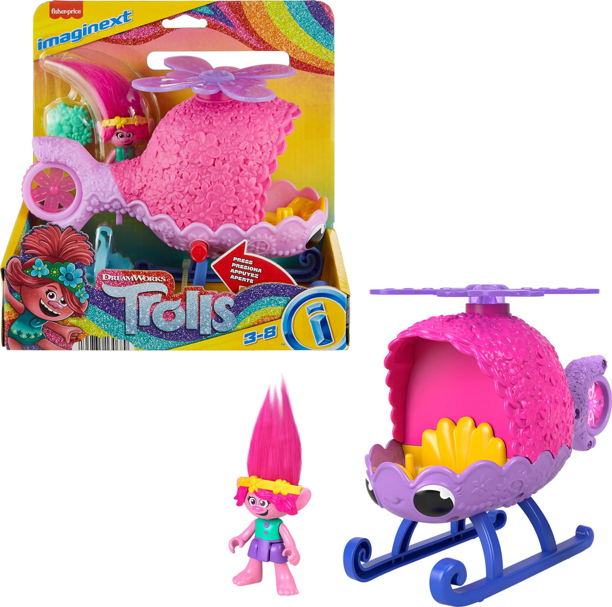 Fisher-Price Imaginext Trolls Poppy's Copter Playset – DreamWorks Trolls Helicopter & Figure