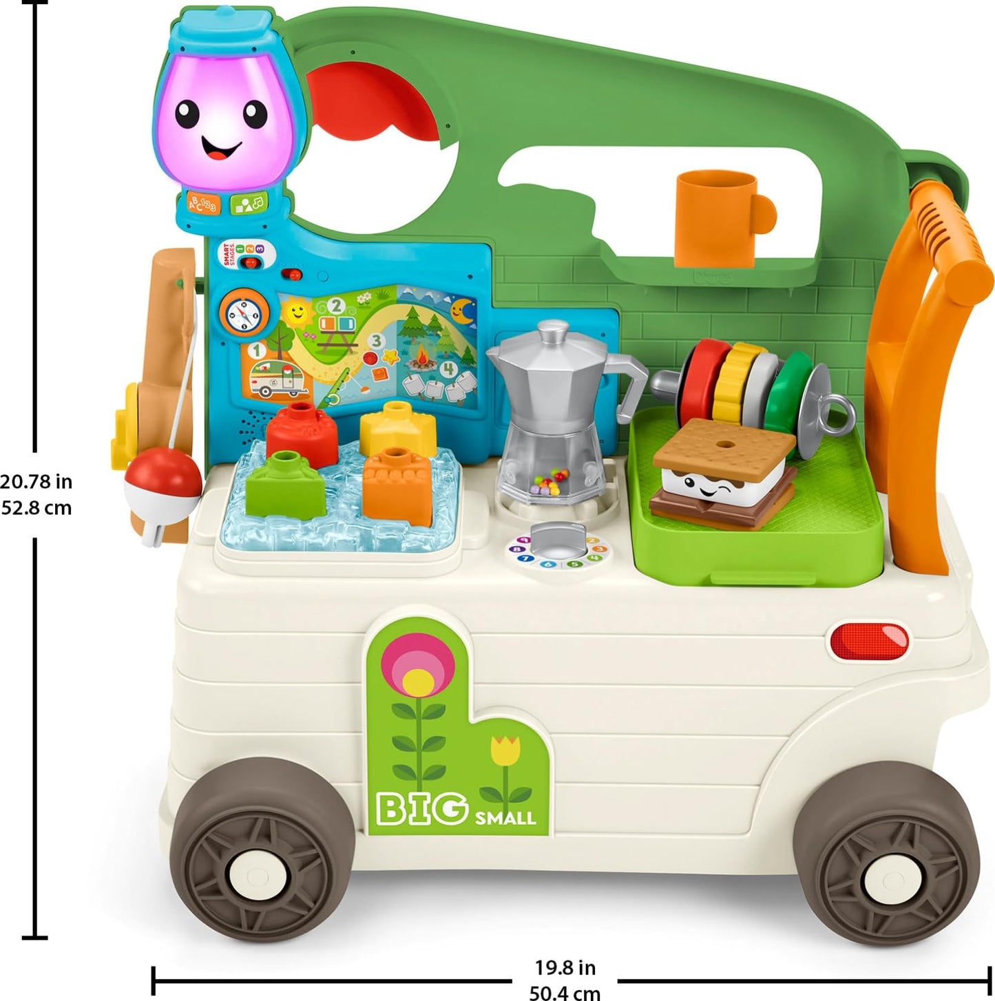 Fisher-Price Laugh & Learn 3-in-1 On-the-Go Camper Walker and Activity Center with Smart Stages – Ages 9-36 Months