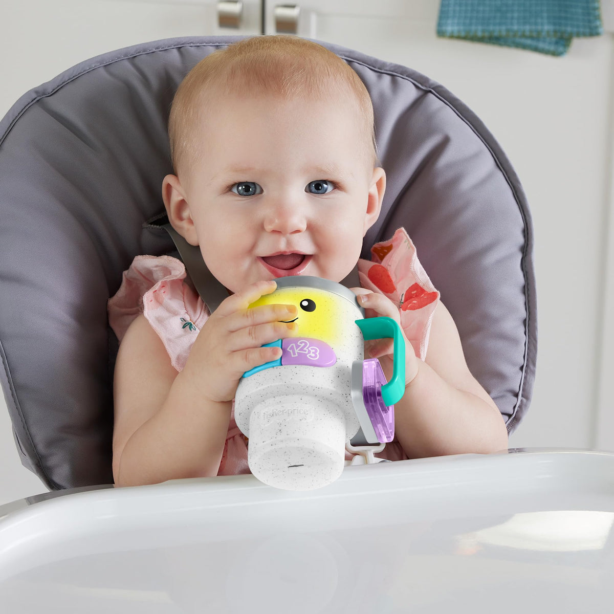 Fisher-Price Laugh & Learn Wake Up & Learn Coffee Mug – Lights, Music & Multilingual Play