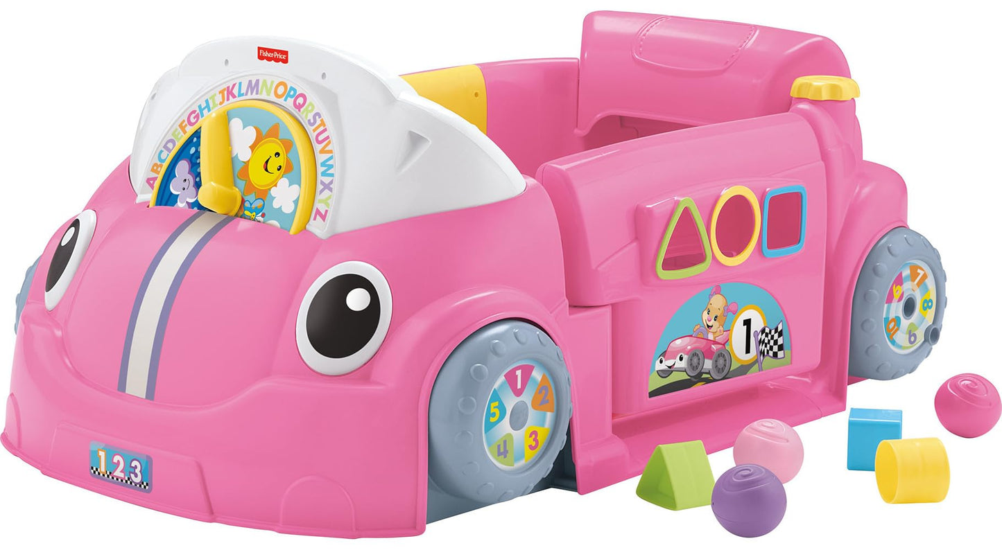 Fisher-Price Laugh & Learn Crawl Around Car – 3 Smart Stages Baby Activity Center (Pink)