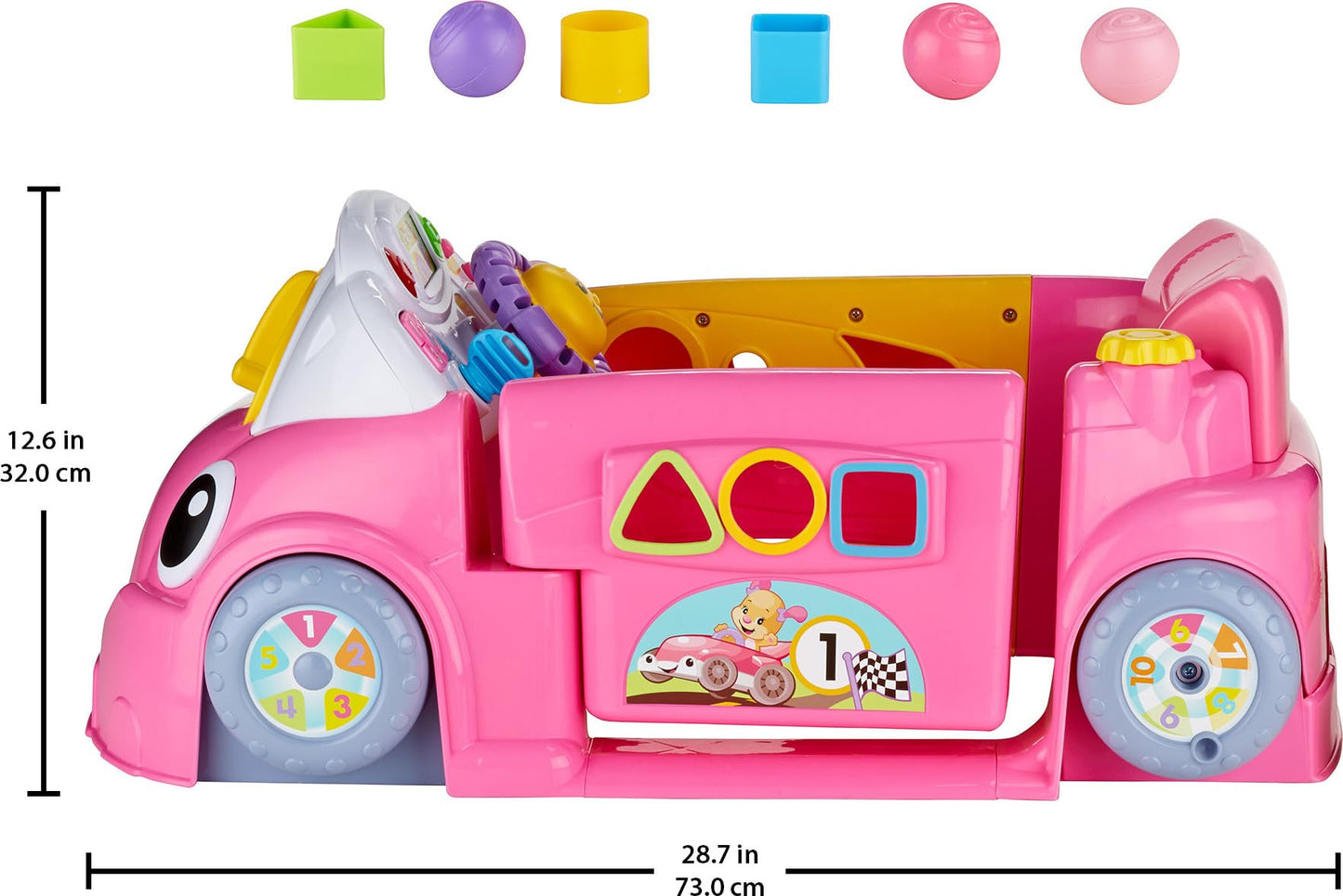 Fisher-Price Laugh & Learn Crawl Around Car – 3 Smart Stages Baby Activity Center (Pink)