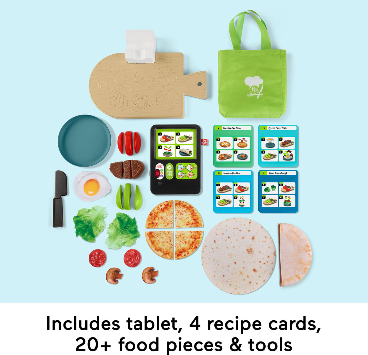 Fisher-Price Laugh & Learn Follow the Recipe Meal Kit – 30-Piece Pretend Kitchen for Ages 3+