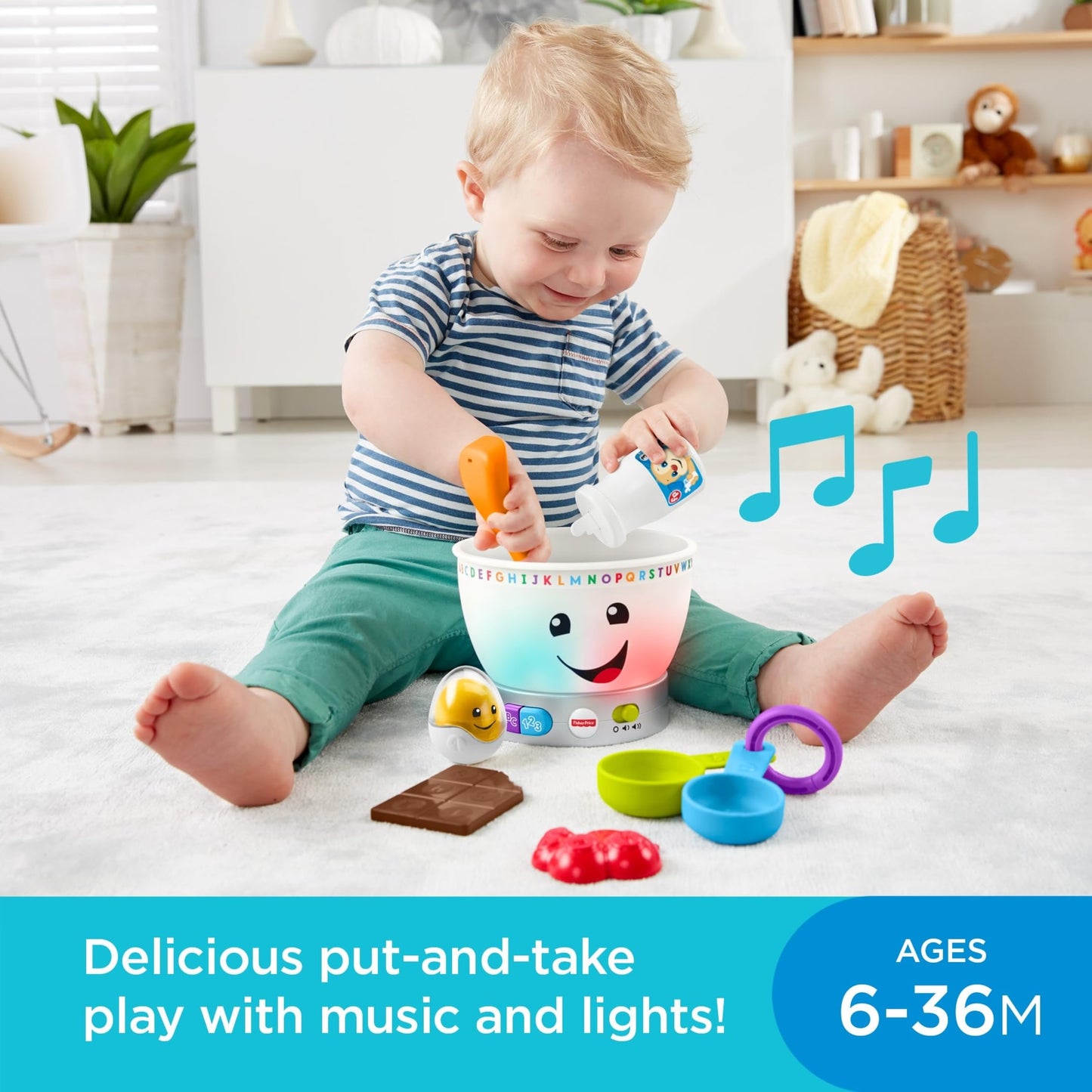 Fisher-Price Laugh & Learn Magic Color Mixing Bowl – Light-Up Colorful Pretend Play