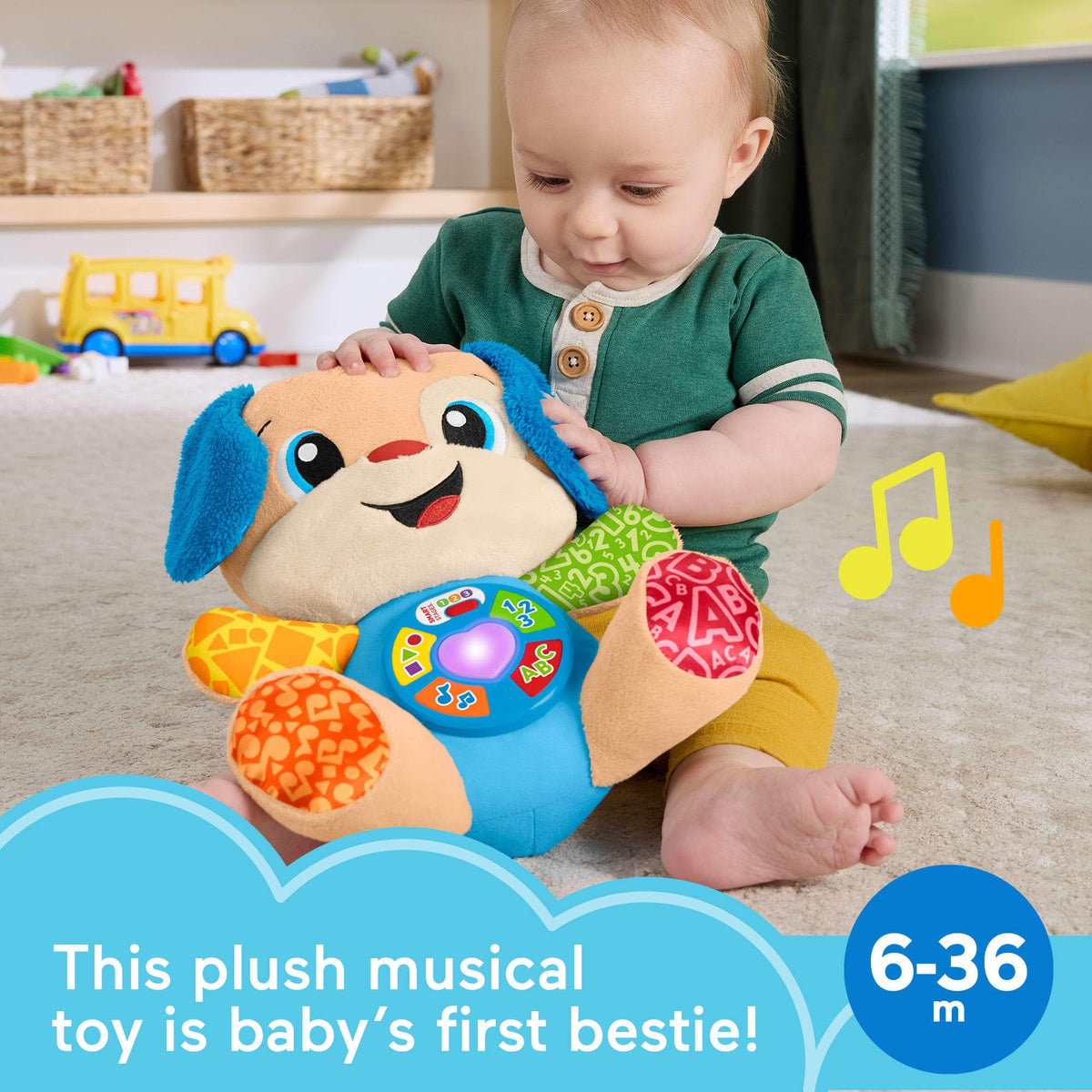 Fisher-Price Laugh & Learn Smart Stages Puppy – Musical Plush for Babies 6+ Months