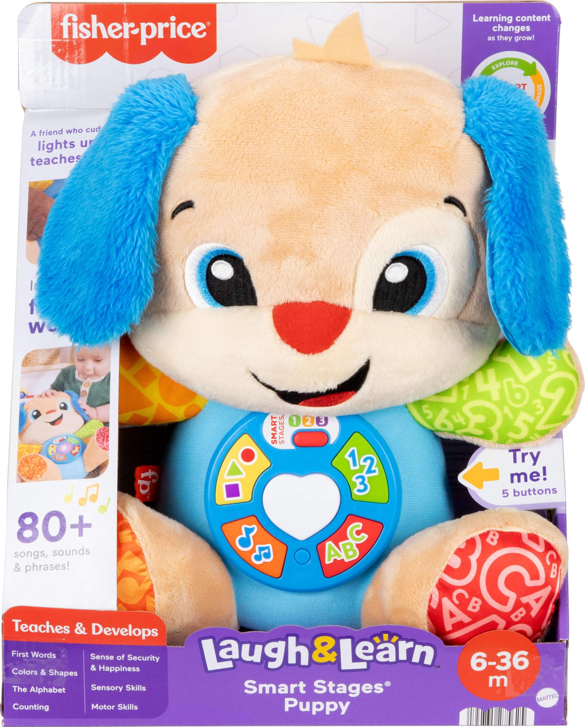 Fisher-Price Laugh & Learn Smart Stages Puppy – Musical Plush for Babies 6+ Months