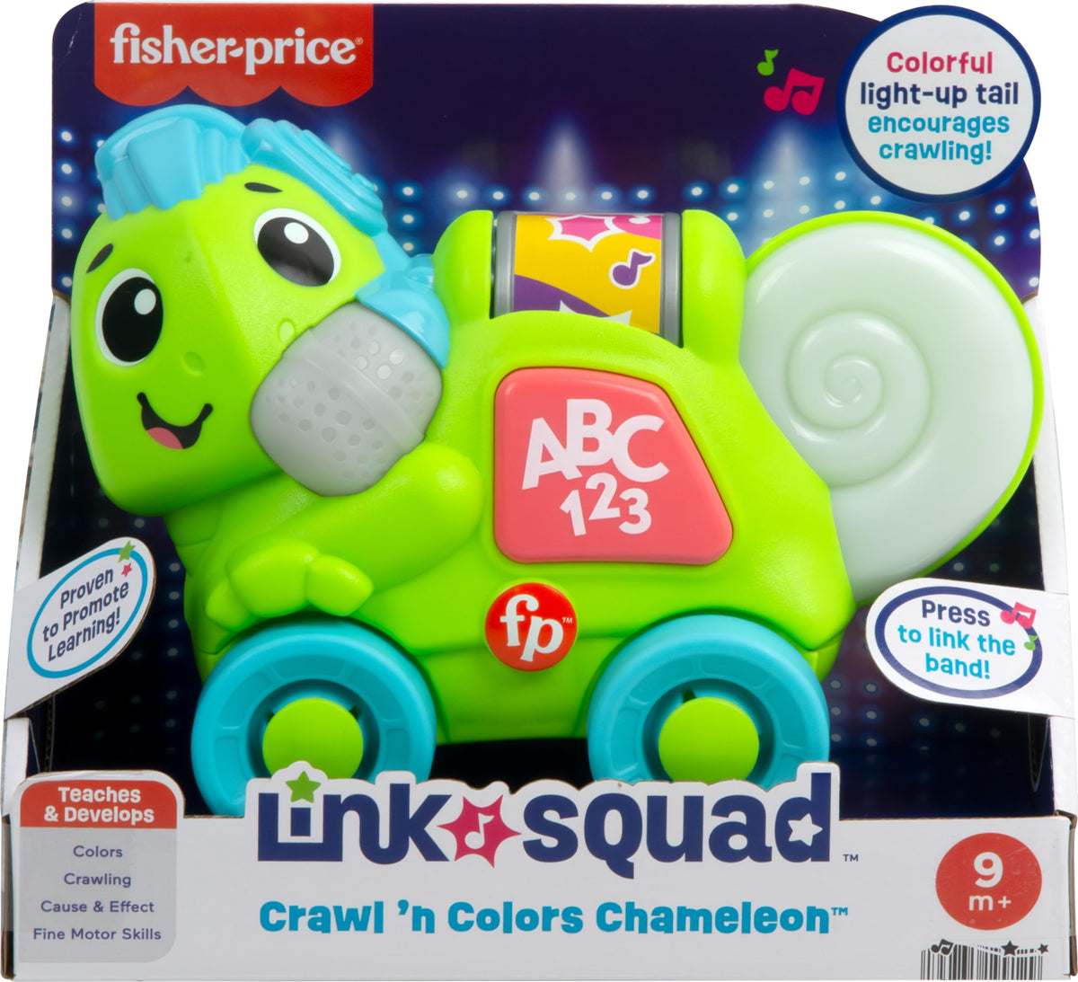 Fisher-Price Link Squad Crawl 'n Colors Chameleon – Music & Lights Toy for 9+ Months