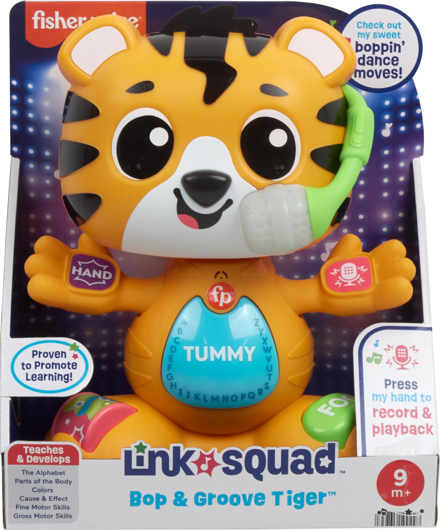Fisher-Price Link Squad Bop & Groove Tiger — Music & Lights Toy for 9+ Months