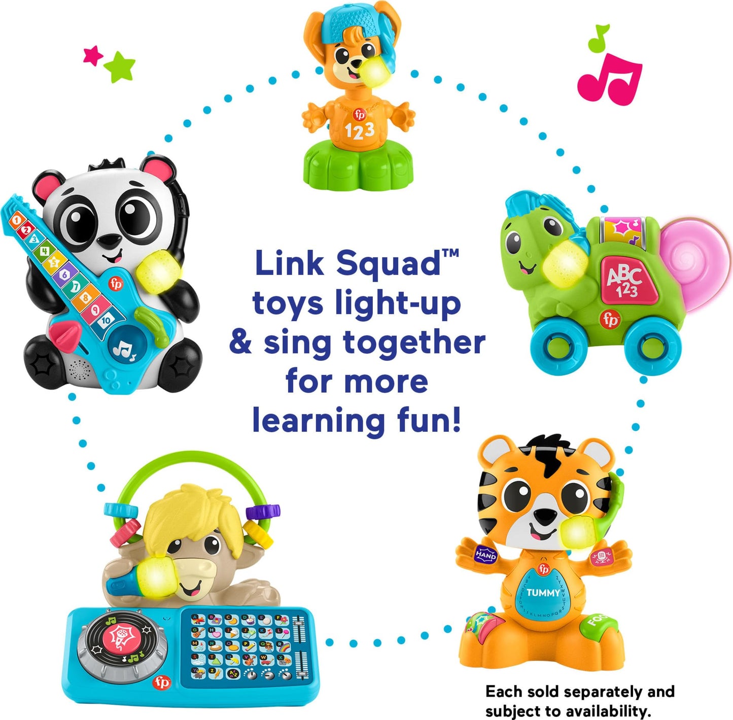Fisher-Price Link Squad Bop & Groove Tiger — Music & Lights Toy for 9+ Months