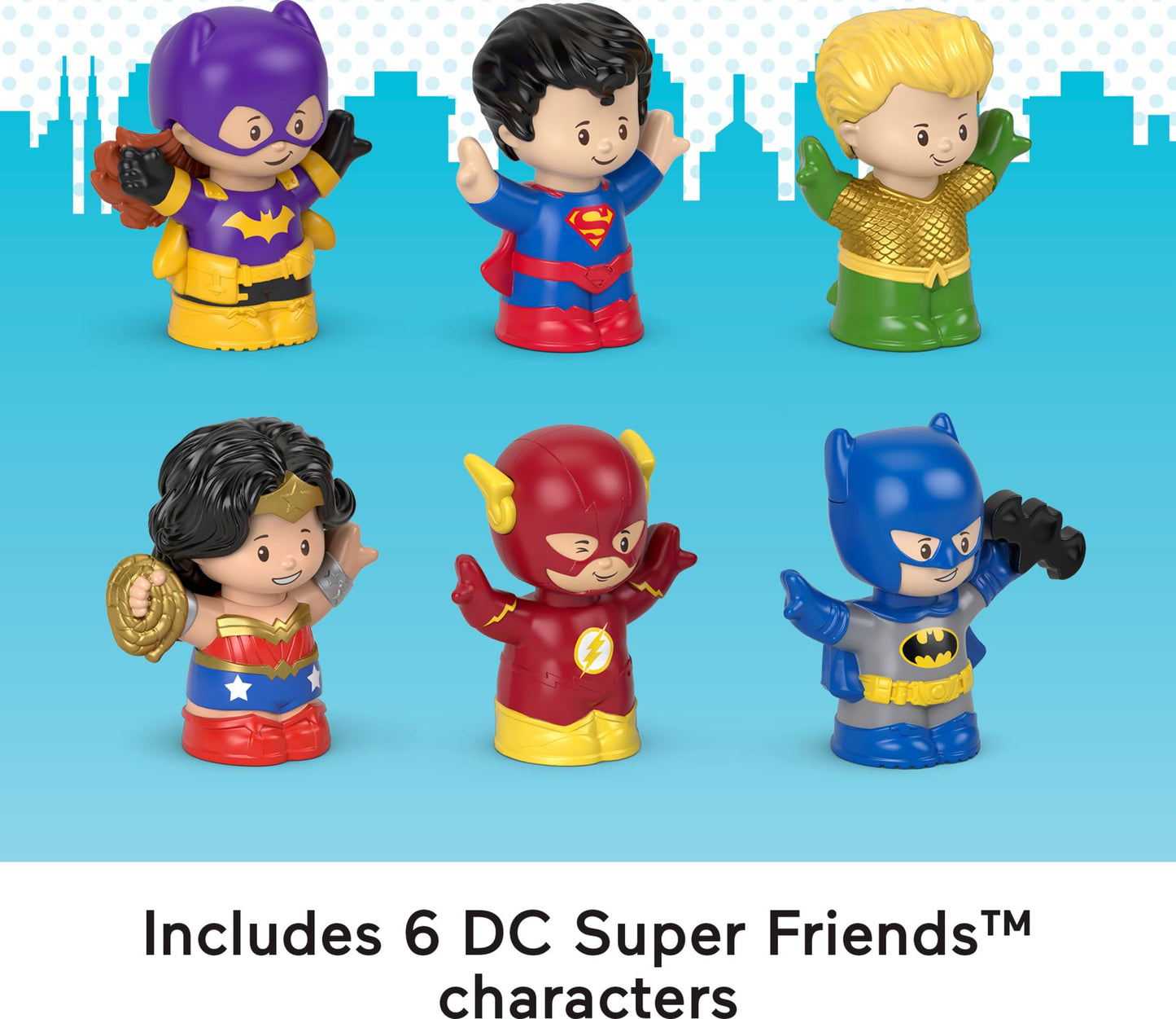 Fisher-Price Little People DC Super Friends Crime-Fighting Figure Pack — 6 Toddler-Size Heroes for Pretend Play (Amazon Exclusive)