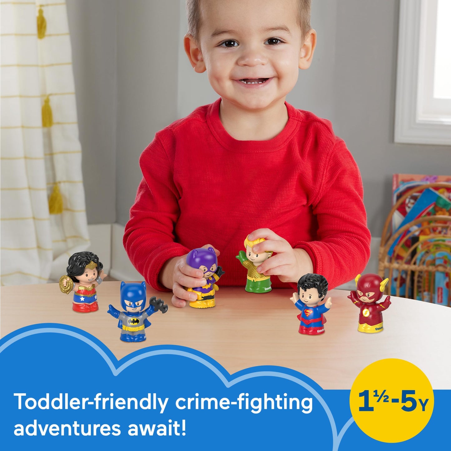 Fisher-Price Little People DC Super Friends Crime-Fighting Figure Pack — 6 Toddler-Size Heroes for Pretend Play (Amazon Exclusive)