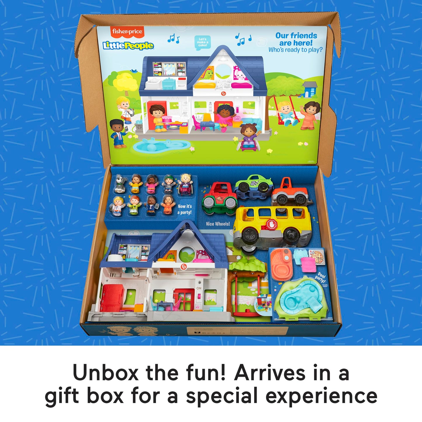 Fisher-Price Little People Ready for Summer Gift Set – Interactive Play House & Musical School Bus