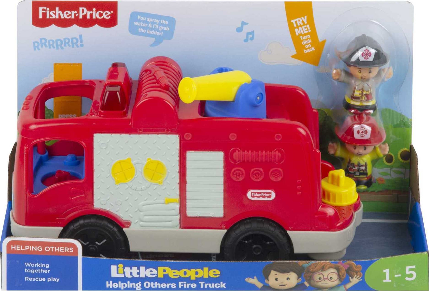 Fisher-Price Little People Helping Others Fire Truck with Music & Lights – 2 Firefighters, 1+ Years