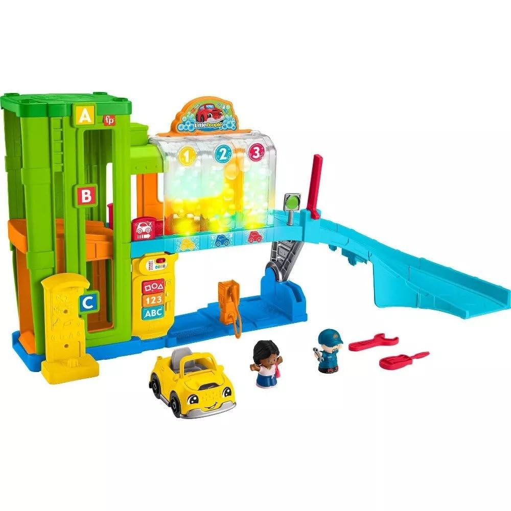 Fisher-Price Little People Light-Up Learning Garage | Interactive Toddler Playset