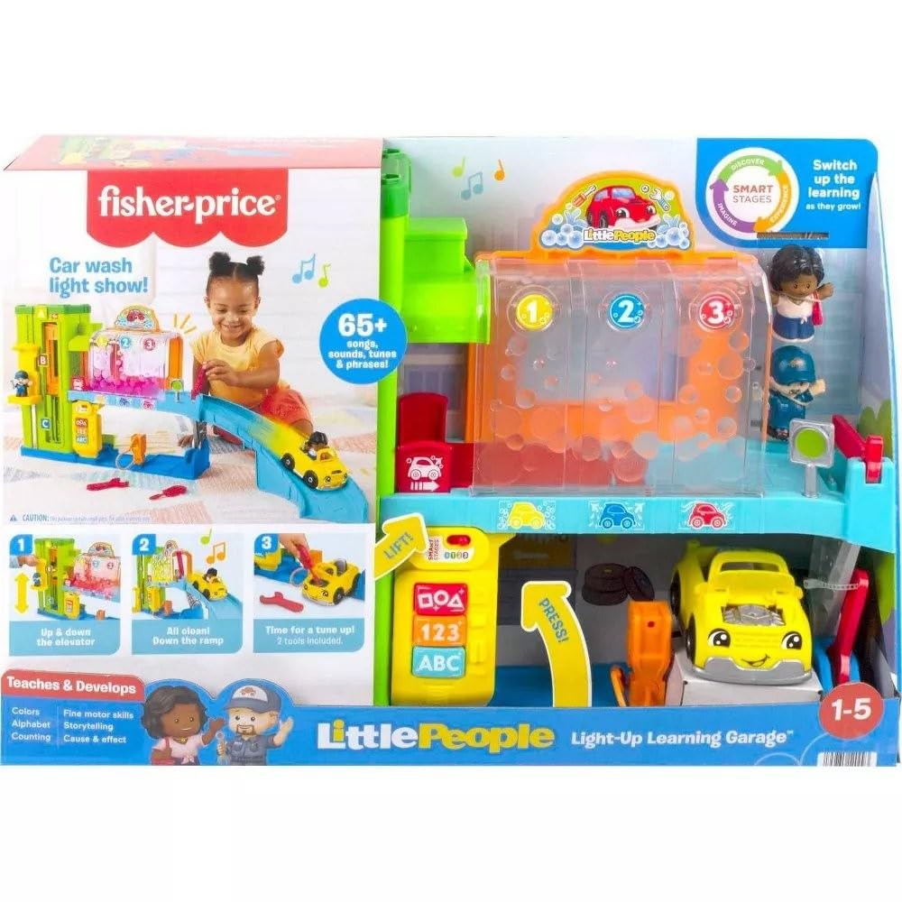 Fisher-Price Little People Light-Up Learning Garage | Interactive Toddler Playset