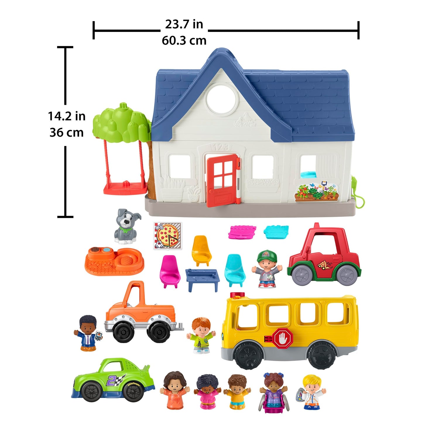 Fisher-Price Little People Ready for Summer Gift Set – Interactive Play House & Musical School Bus