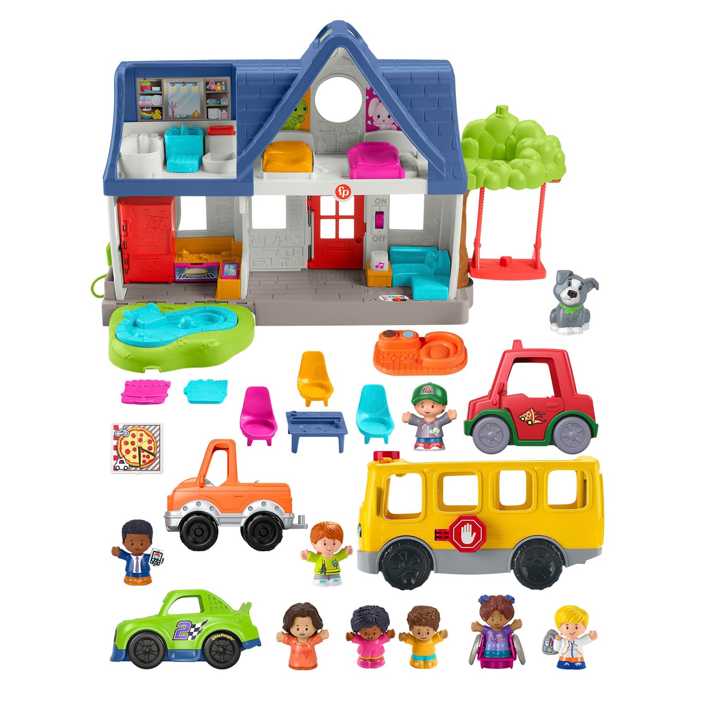 Fisher-Price Little People Ready for Summer Gift Set – Interactive Play House & Musical School Bus