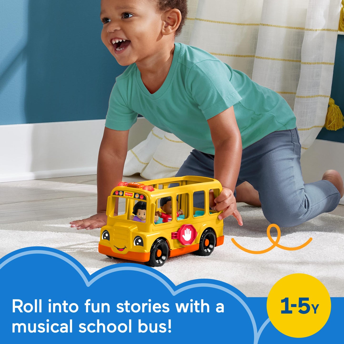Fisher-Price Little People School Bus Musical Push-Along – 2 Figures | Ages 1+