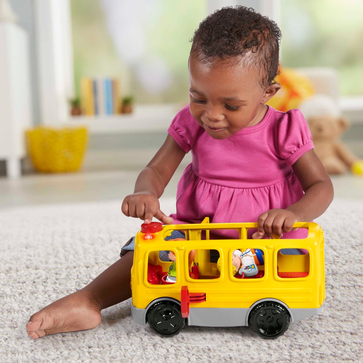 Fisher-Price Little People Sit with Me School Bus – Lights, Sounds & 2 Figures for Toddlers 1+