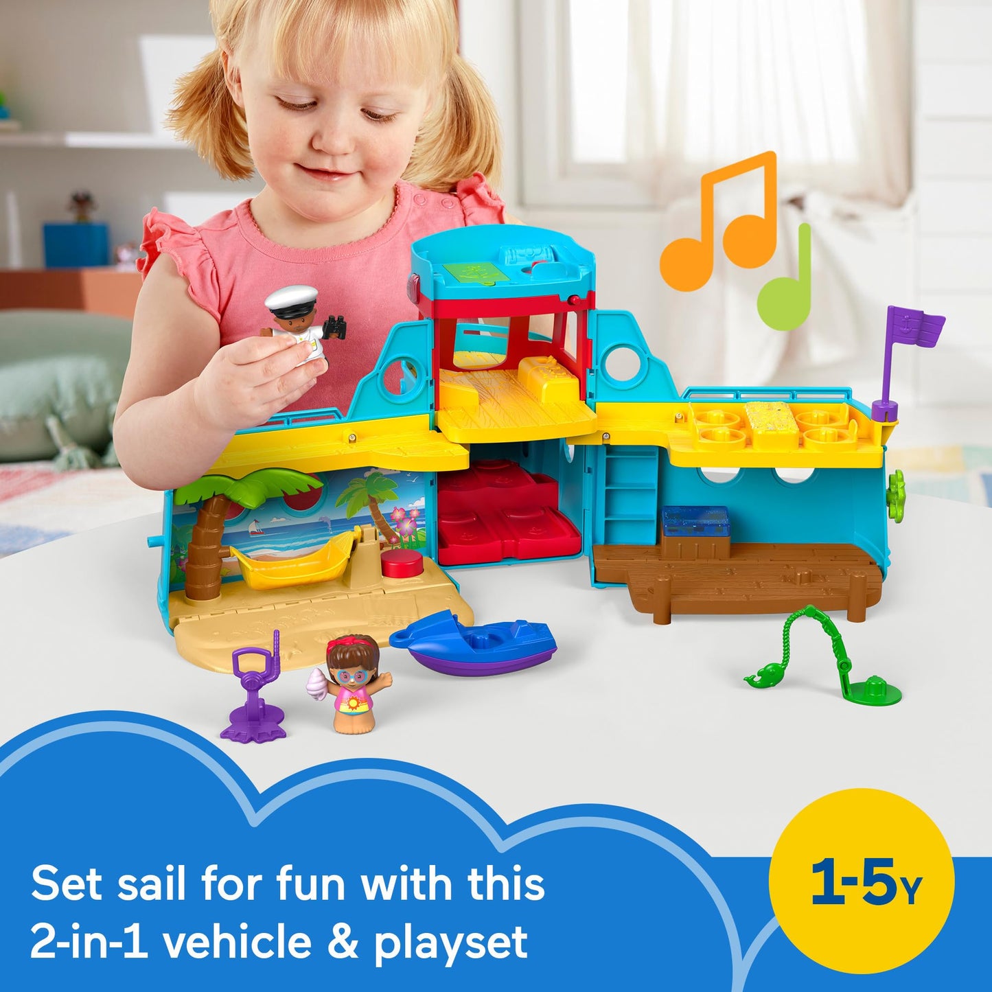Fisher-Price Little People Travel Together Friend Ship – 2-in-1 Toddler Playset