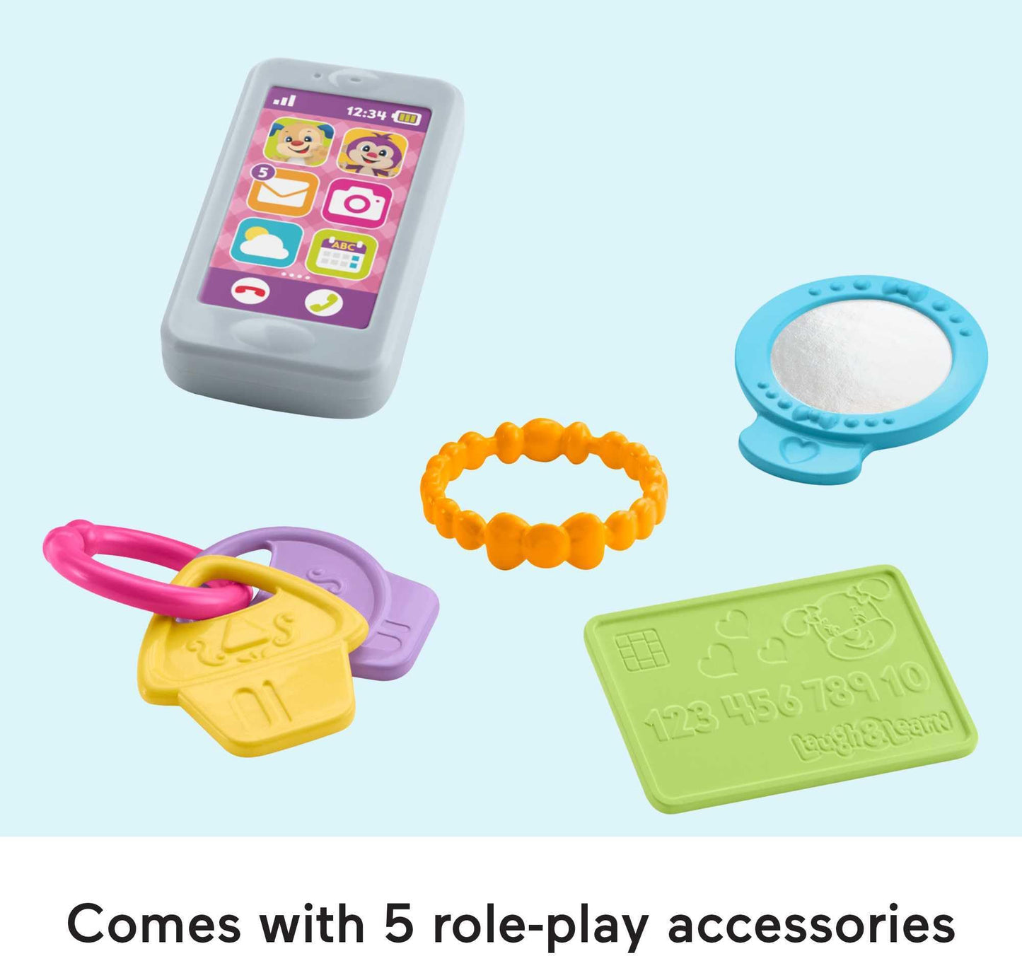 Fisher-Price Laugh & Learn My Smart Purse with Lights, 50+ Songs & 5 Accessories | For Infants 6+ Months