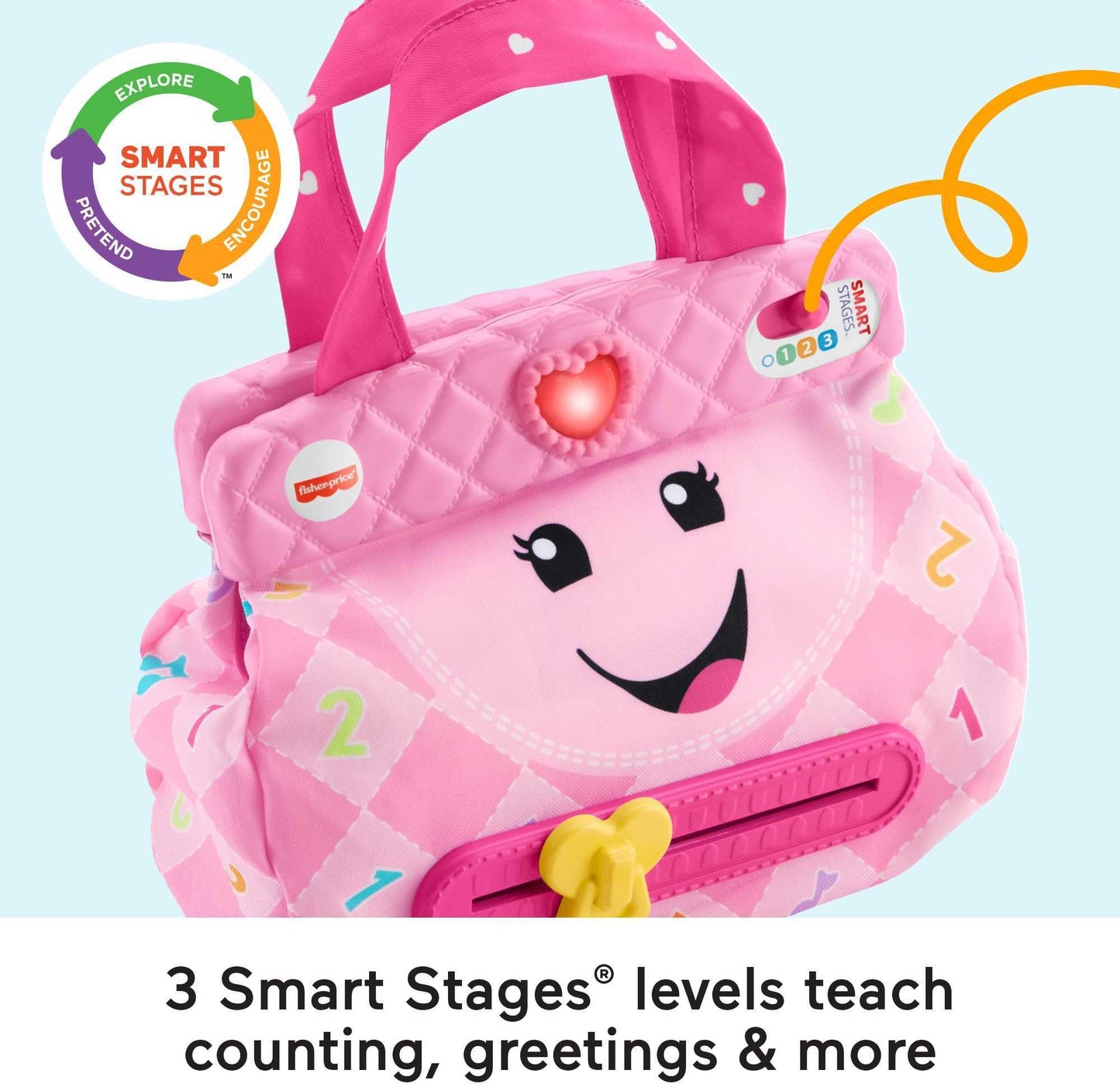 Fisher-Price Laugh & Learn My Smart Purse with Lights, 50+ Songs & 5 Accessories | For Infants 6+ Months