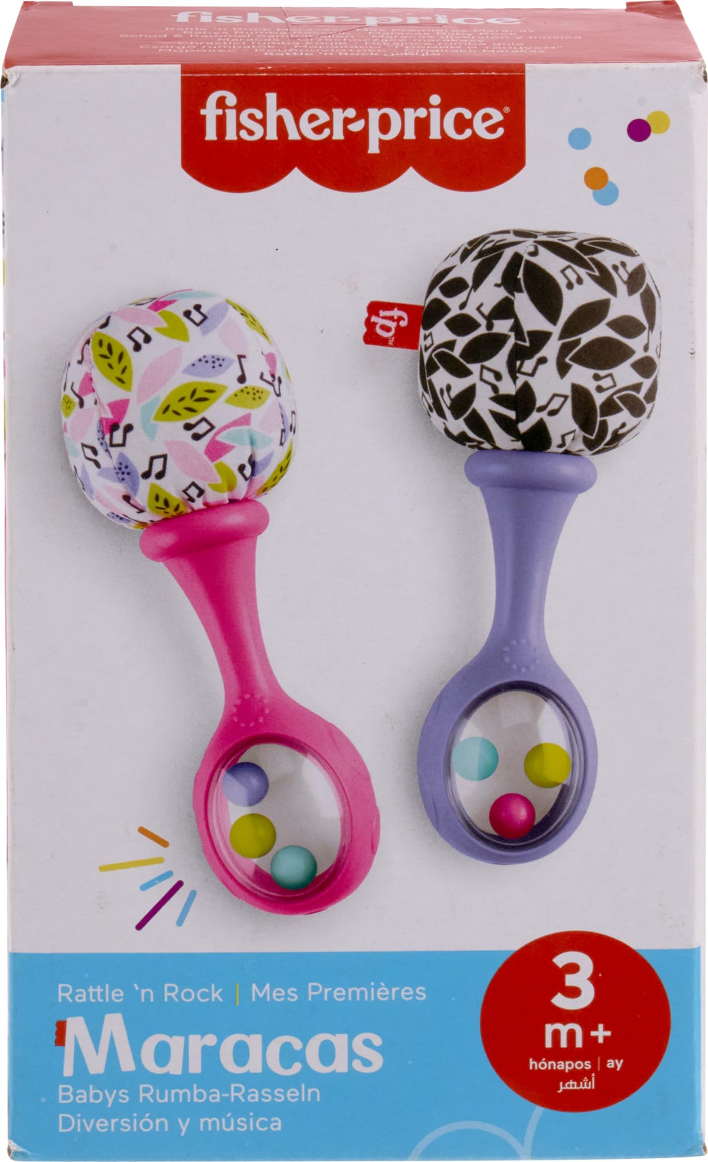 Fisher-Price Newborn Rattle 'n Rock Maracas – Soft Musical Toys for Babies 3+ Months (Pink & Purple)