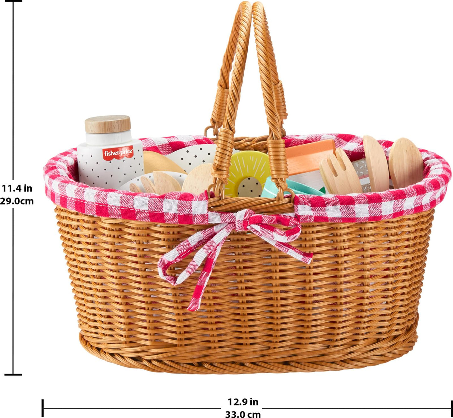 Fisher-Price Wood Picnic Basket – 31-Piece Play Set for Preschoolers (Ages 3+)
