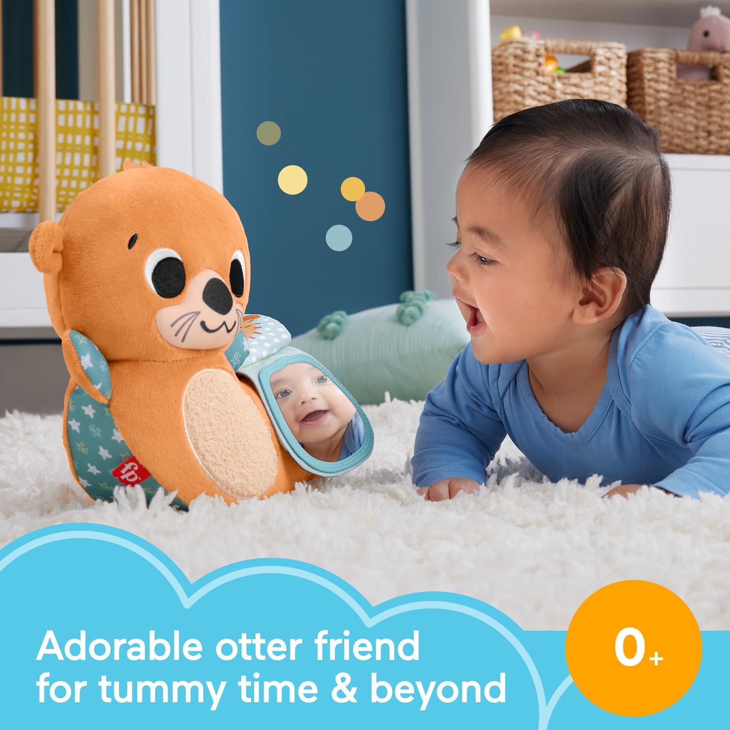 Fisher-Price 2-in-1 Rockin' Tummy Time Otter Toy & Soft Book | Sensory Baby Toy 0+ Months