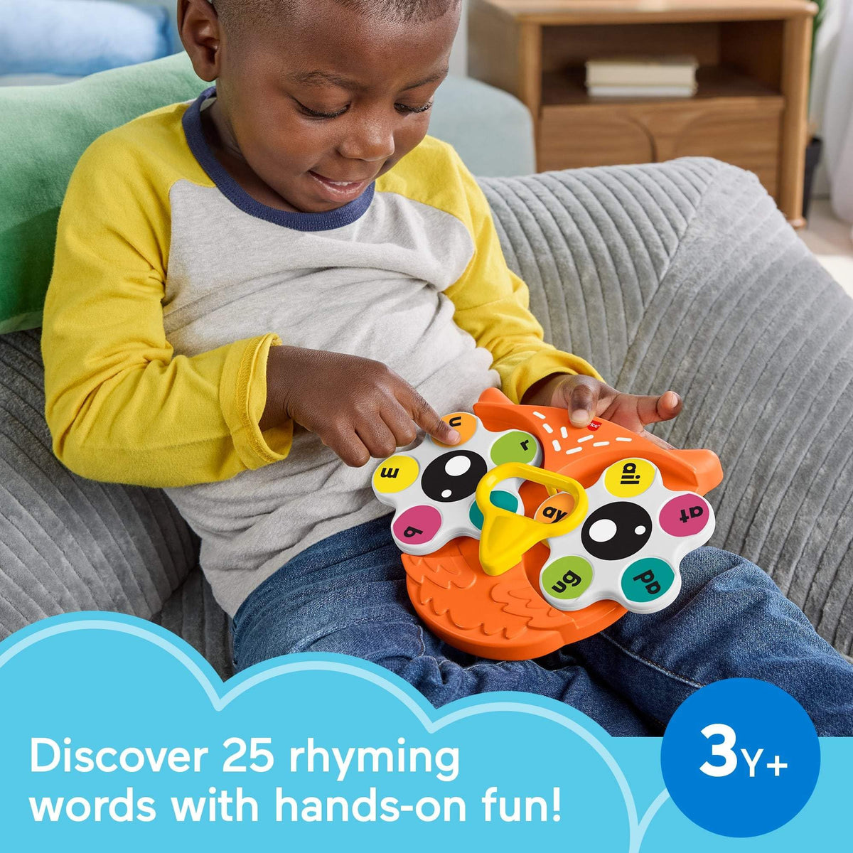 Fisher-Price Spin 'n Rhyme Owl Fidget Spinner – Early Reading & Phonics for Kids 3+