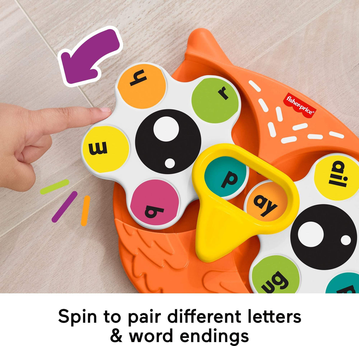 Fisher-Price Spin 'n Rhyme Owl Fidget Spinner – Early Reading & Phonics for Kids 3+