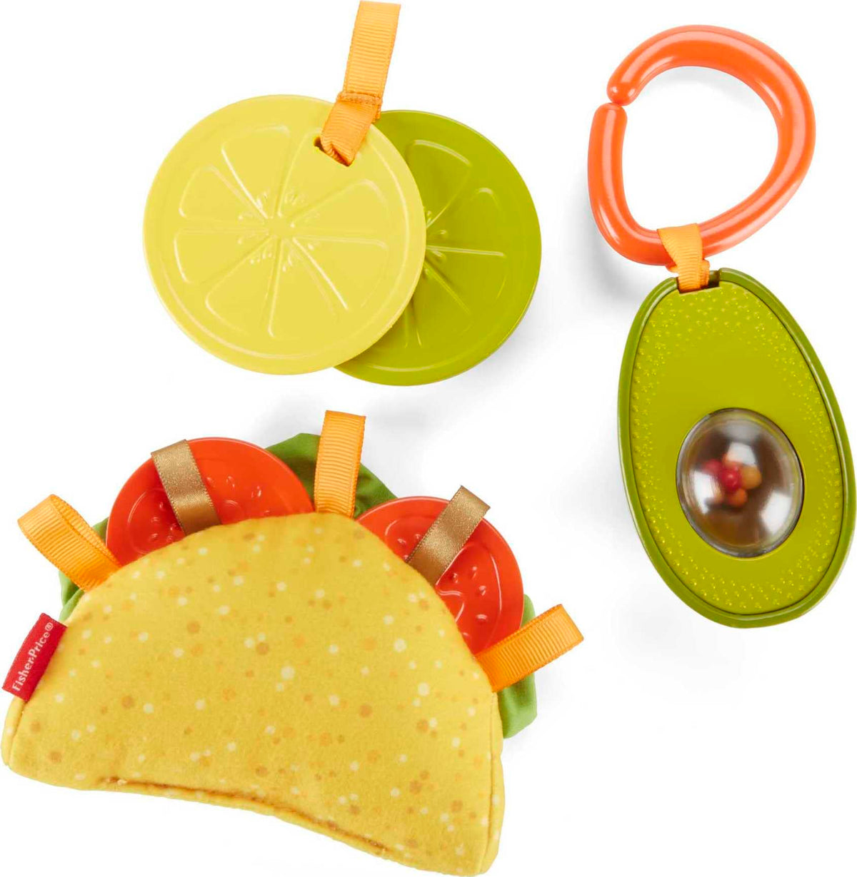 Fisher-Price Taco Tuesday Baby Toys Set – 3 Sensory Teethers & Rattle (3+ Months)