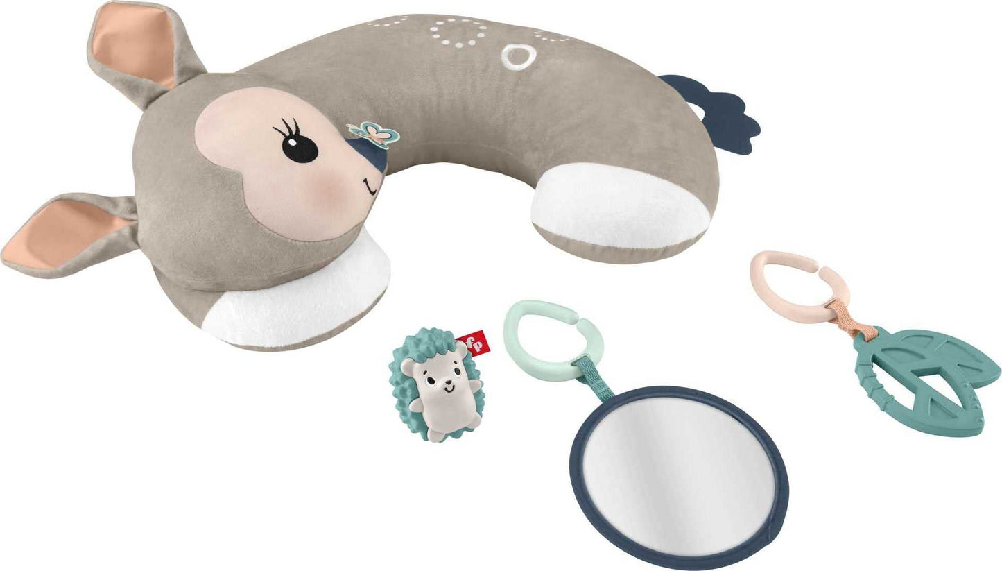 Fisher-Price Tummy Time Fawn Wedge – Baby Toy with Mirror, Teether & Rattle for Newborns 0+ Months