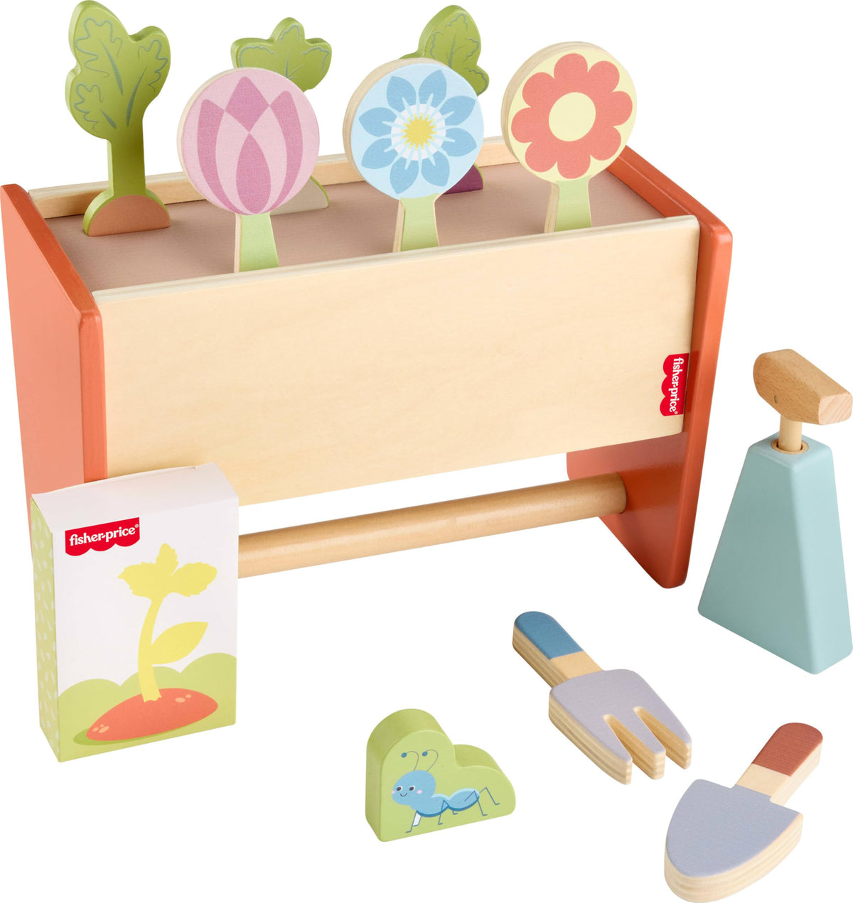 Fisher-Price Wood Pretend Garden Caddy — 12-Piece Set for Ages 3+