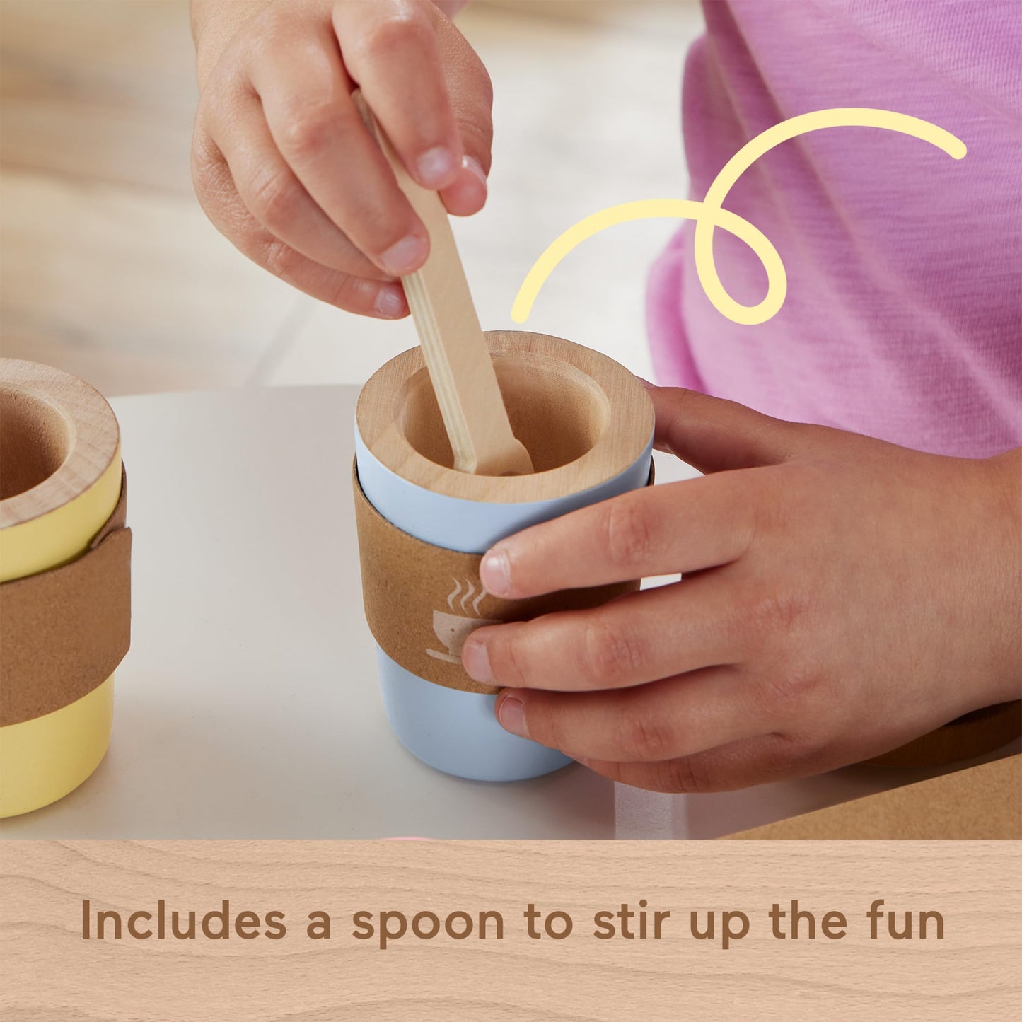 Fisher-Price Wood Pretend Play Coffee to Go Café Set – 15-Piece Wooden Playset for Preschoolers