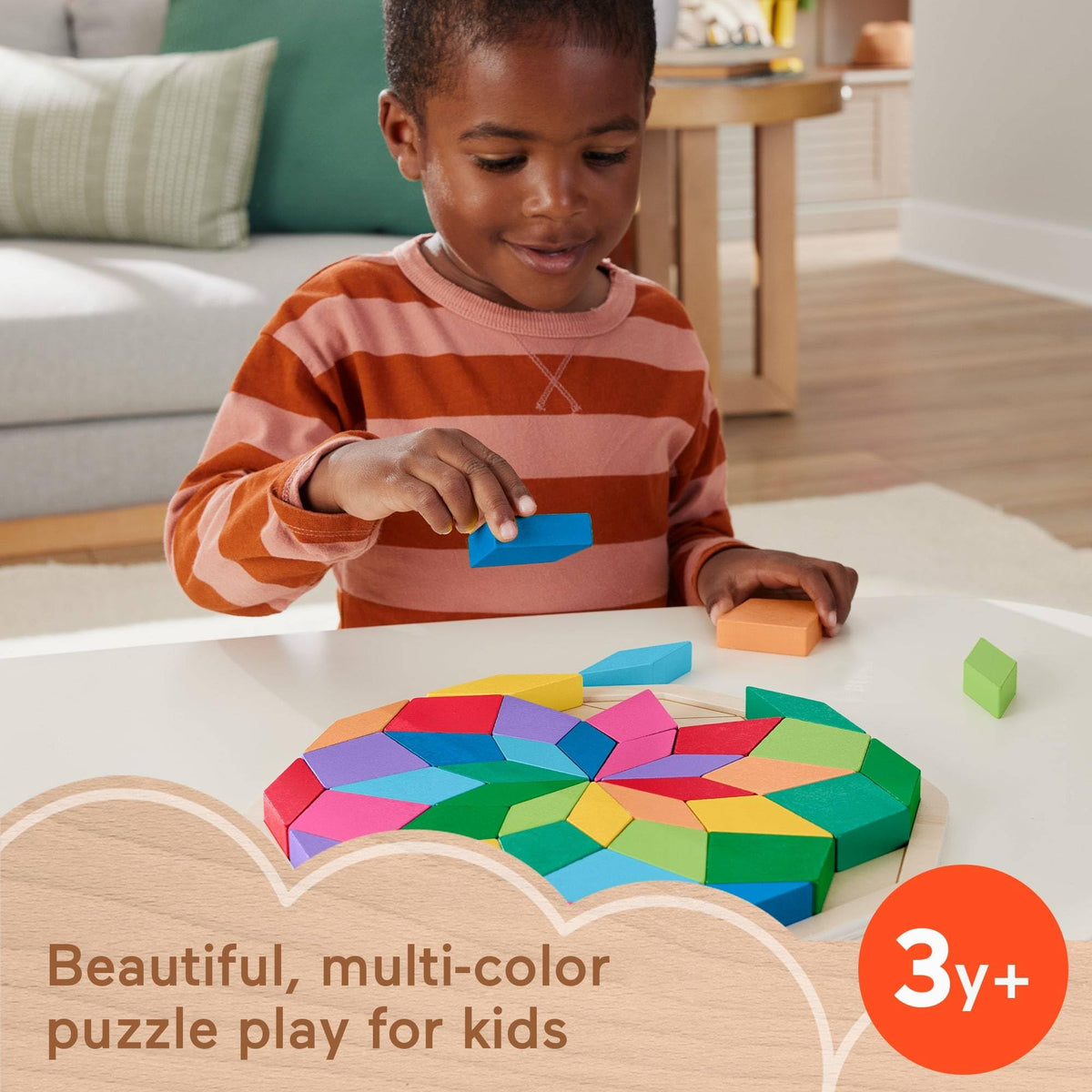 Fisher-Price Wood Mandala Puzzle – 41 Pieces for Kids 3+